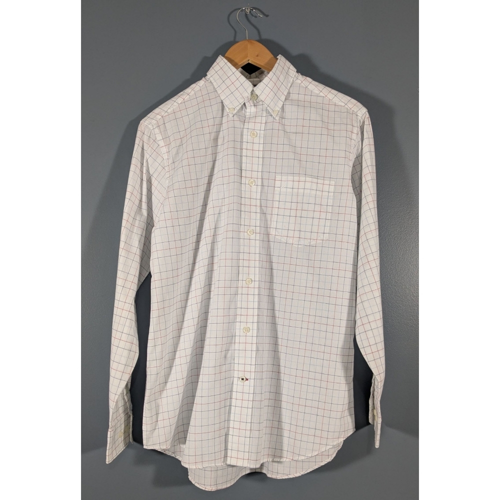 ❤️ Nautica grid box check long sleeve collared shirt men size small
